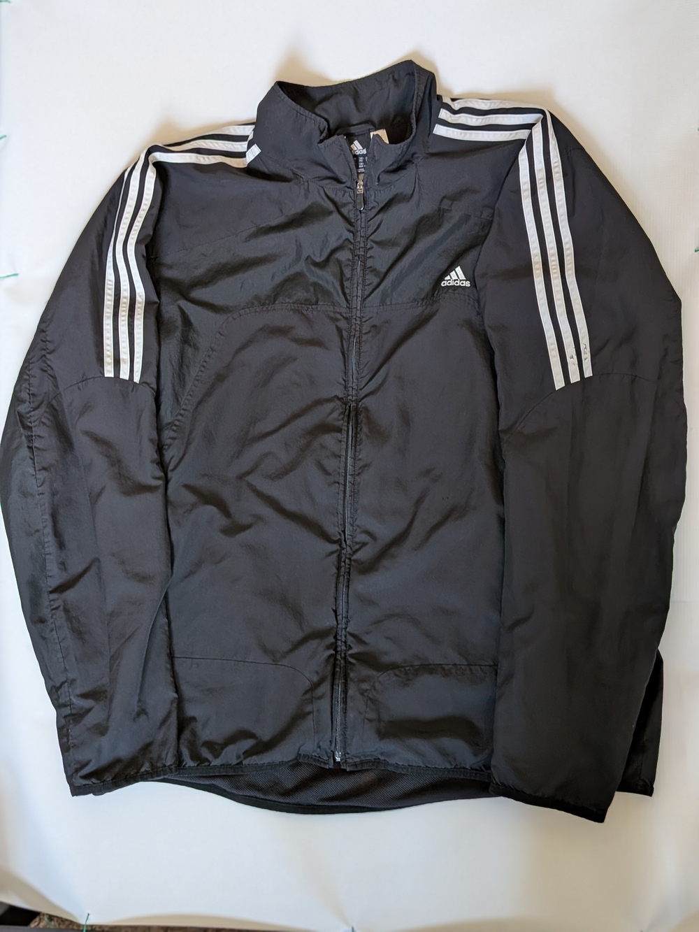 Adidas Men's Black XXL Track Jacket with White 3-Stripes